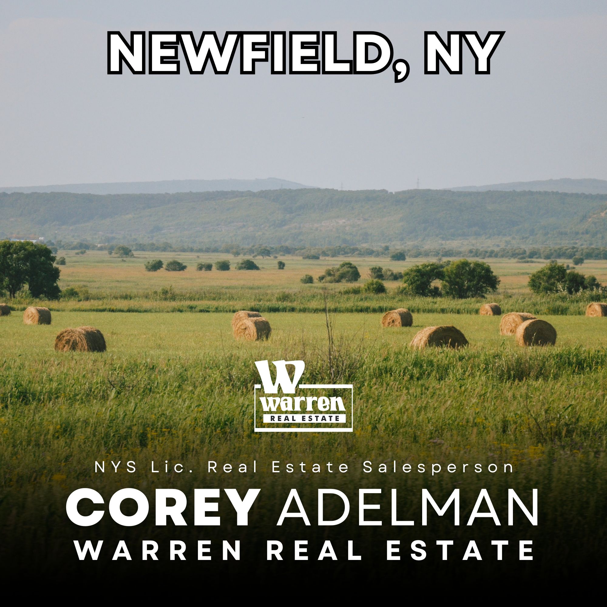 Newfield, New York Real Estate - Stock Image of Agricultural Land -Corey Adelman NYS Lic. Real Estate Salesperson at Warren Real Estate Logo