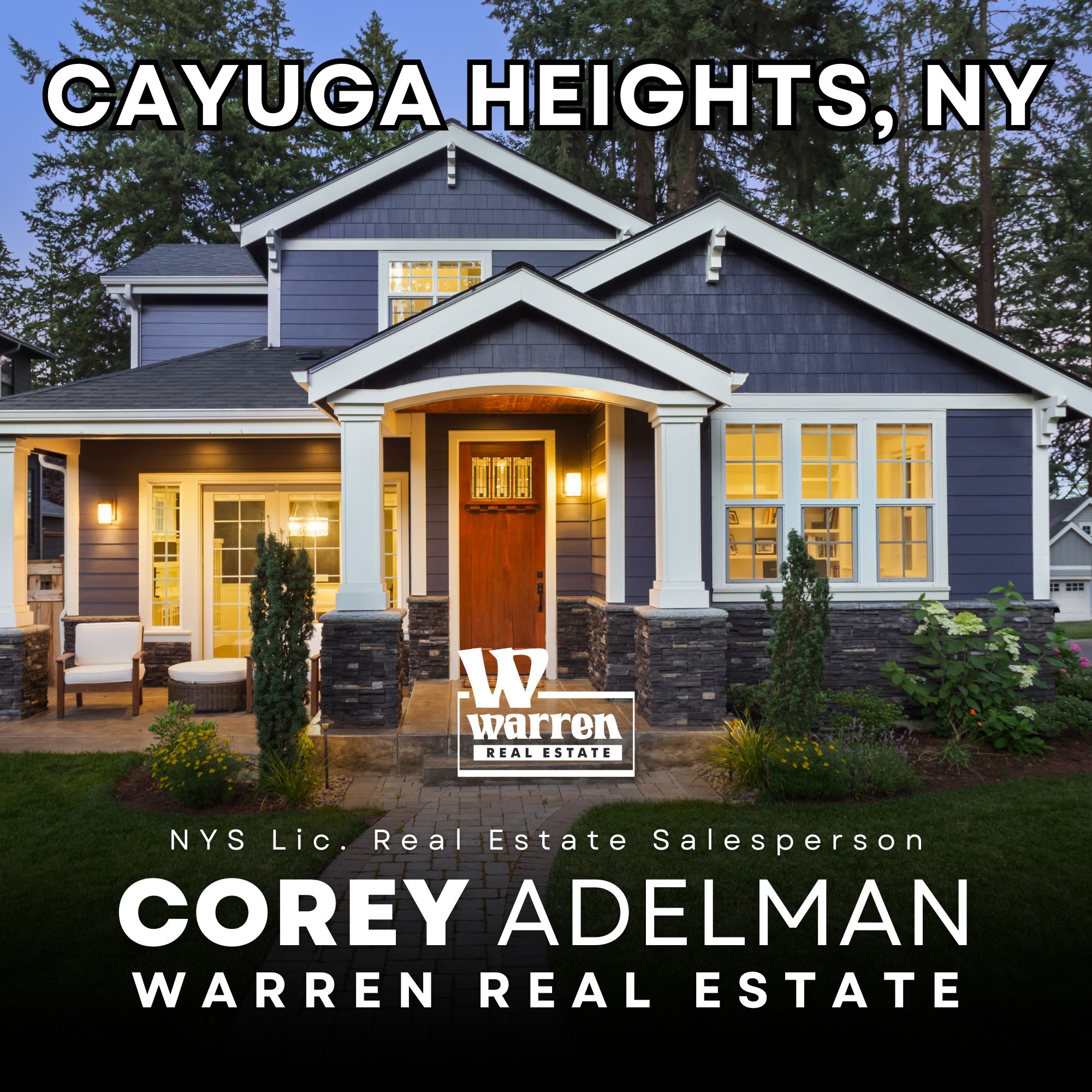 Cayuga Heights, New York Real Estate - Stock Image of the Luxury Home -Corey Adelman NYS Lic. Real Estate Salesperson at Warren Real Estate Logo
